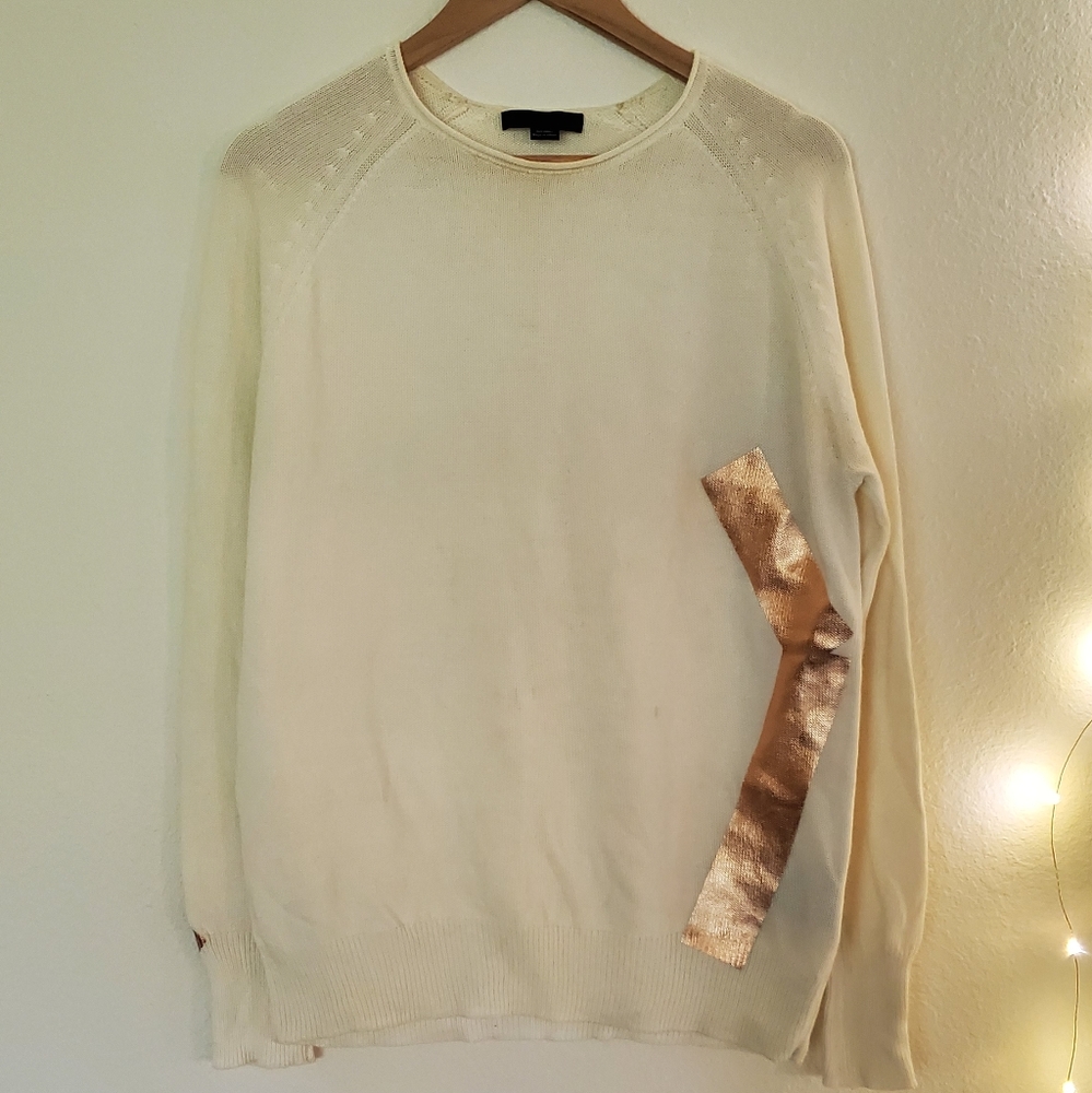 Alexander Wang Rose Gold Cotton Foil Cream Sweater